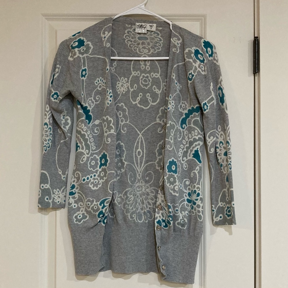 Gray Floral Women's Cardigan